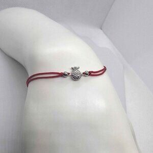 Sterling Silver 925 Pineapple Design With Red String Bracelet